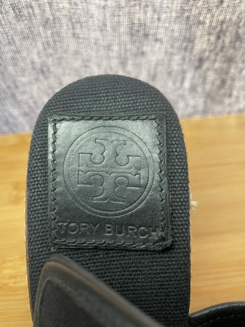 Tory Burch Peep Toe Lace Up Espadrille Wedge Sandals 7B Black Canvas Shoes 4
